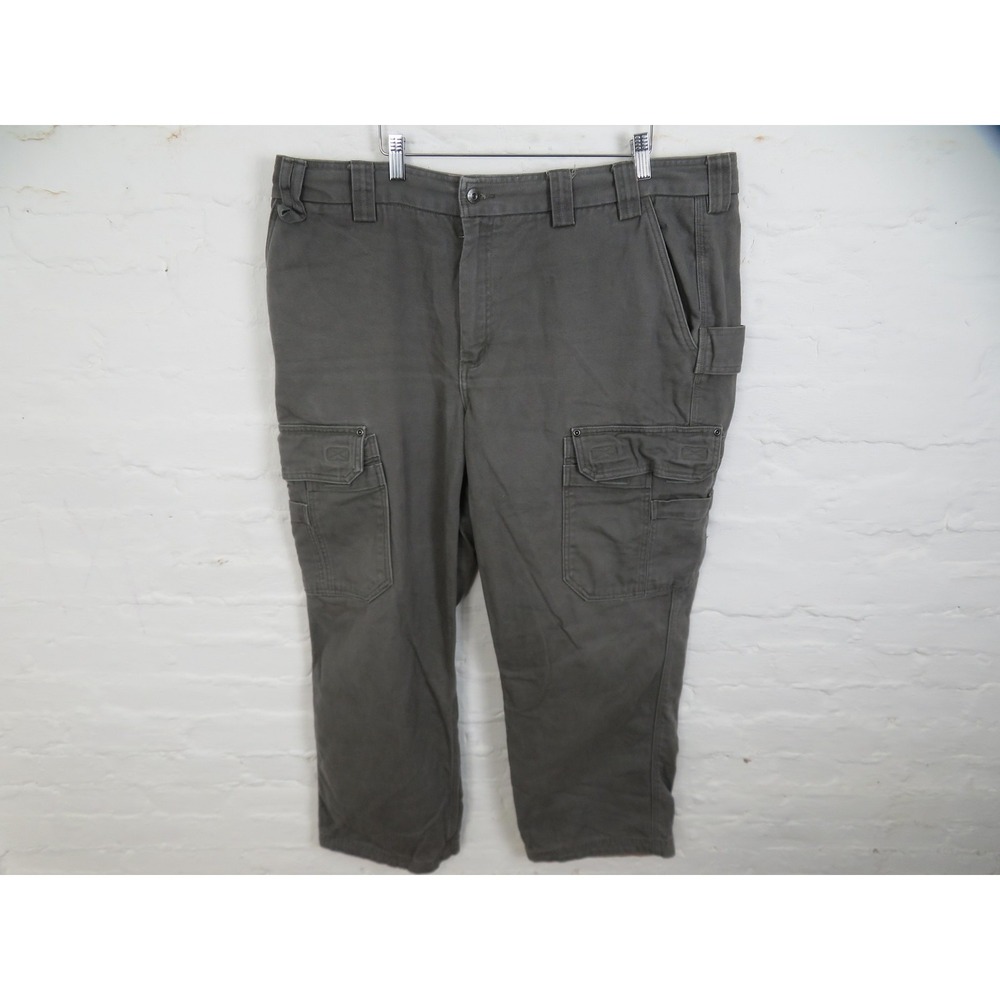 Duluth Trading Cargo Pants Mens 42x30 Gray Heavy Relaxed Canvas Workwear Utility